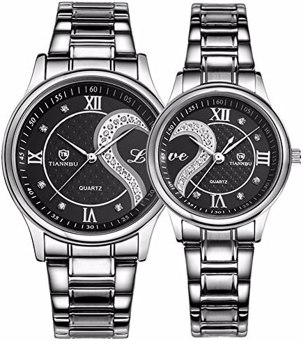 DREAMING Q&P Fq-102 Stainless Steel Romantic Pair His and Hers Wrist Watches for Men Women Set of 2