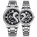 Valentine's Romantic Stainless Steel His and Hers Wrist Watches,fq-102 Gifts Set for Lovers,Black Color 2 Pieces