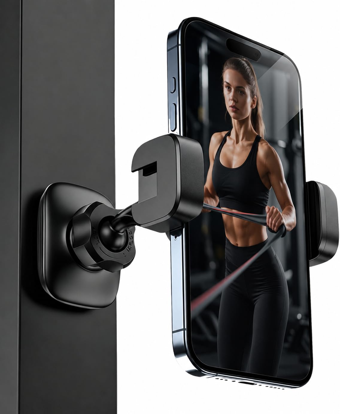 Ignara Magnetic Gym Phone Holder for MagSafe 360° Adjustable Phone Mount Strong Magnet Base Compact Portable for iPhone 17/16/15/14/13 Series and 4-6" Smartphones Android Devices Treadmill Squat Rack