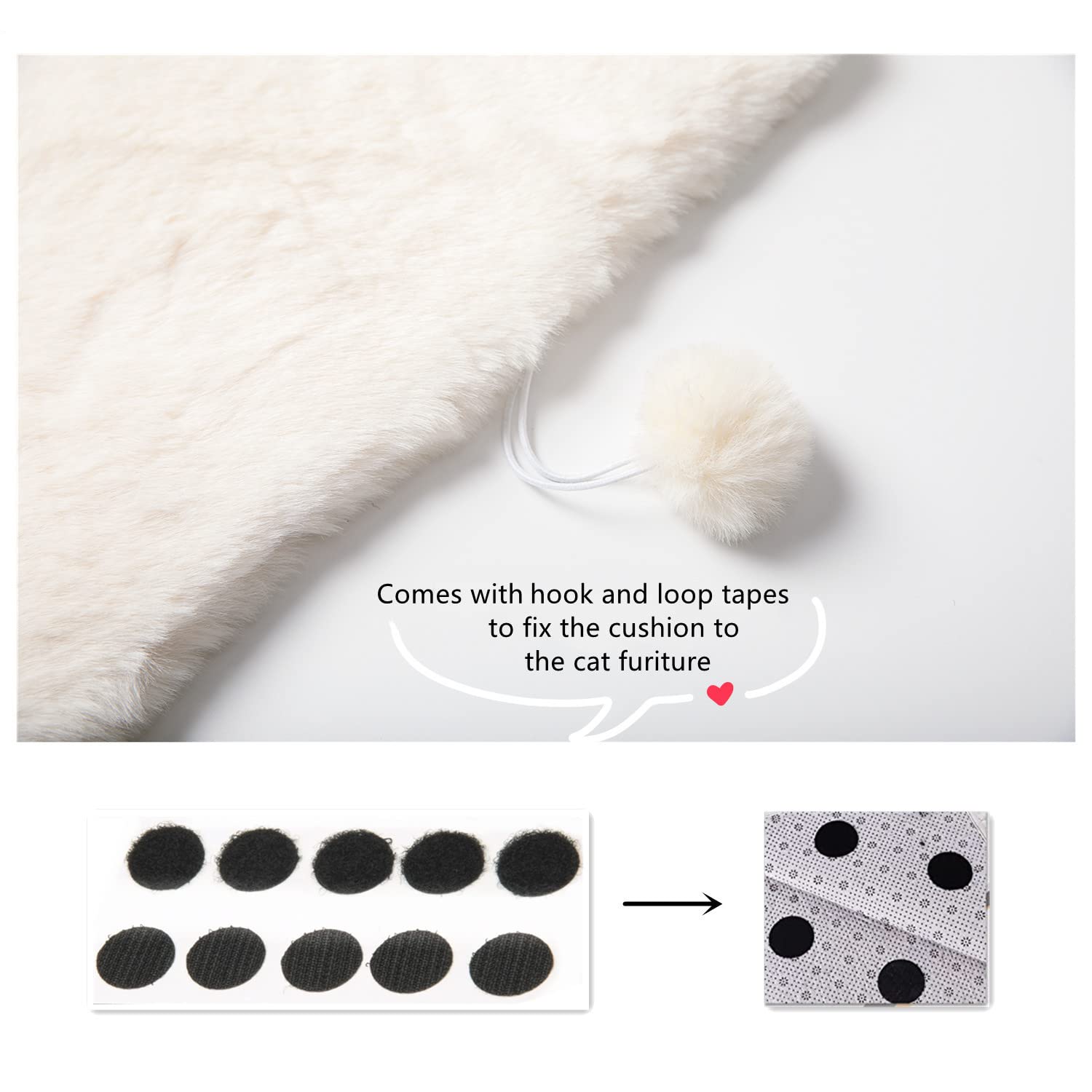 SHENGOCASE Lot de 2 Coussins Rectangulaires de 25,4x35,6 cm en Fausse Fourrure de Lapin pour Chat et Chien, Coussin de Remplacement pour Arbre à Chat, Perchoir Fenêtre, Porte-Animal, Cage, Niche