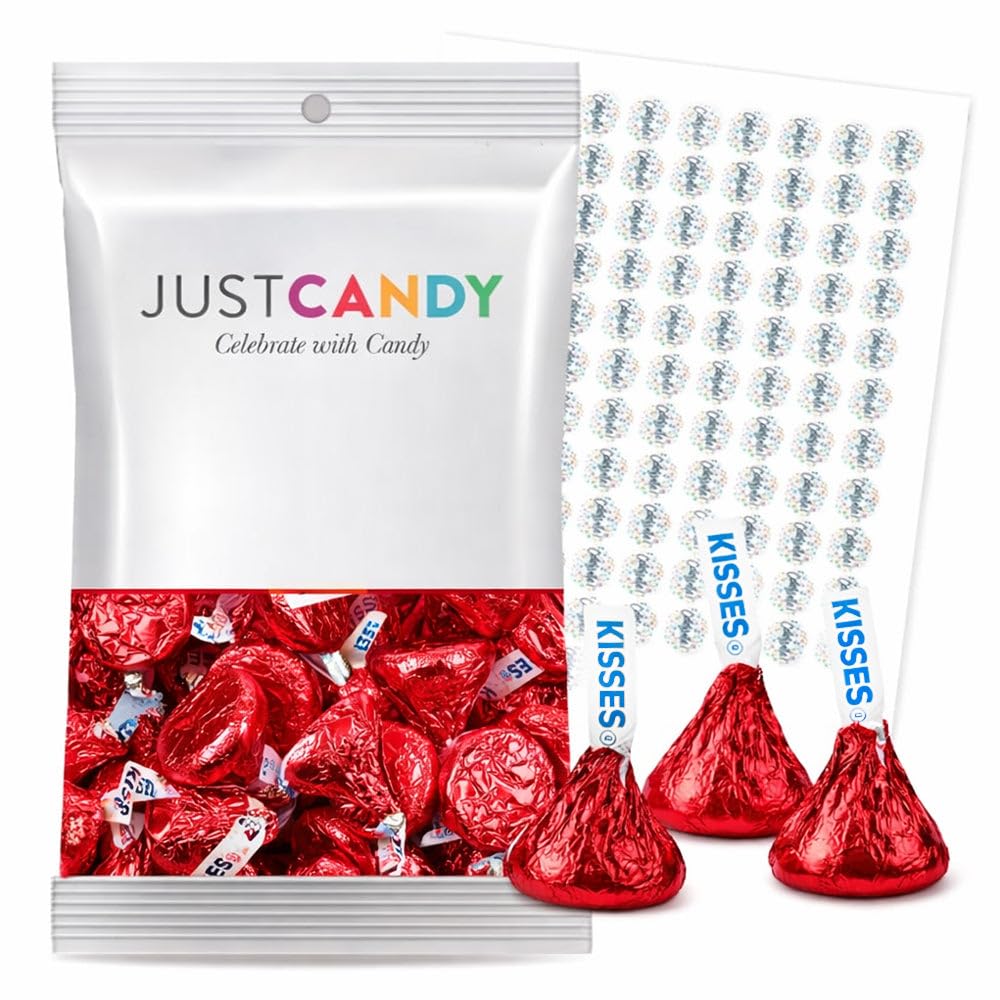 180ct Red Candy Milk Chocolate Kisses Plus Exclusive Bonus Free Kiss Stickers