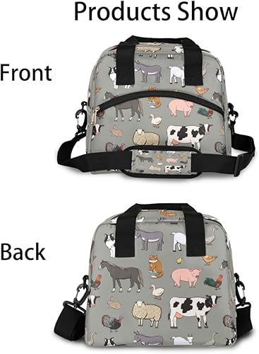 Miniatura 3 de XMNYGJ Bolsa de almuerzo aislada para mujeres y hombres, animales de granja, a prueba de fugas, bolsa grande reutilizable para adultos con correa