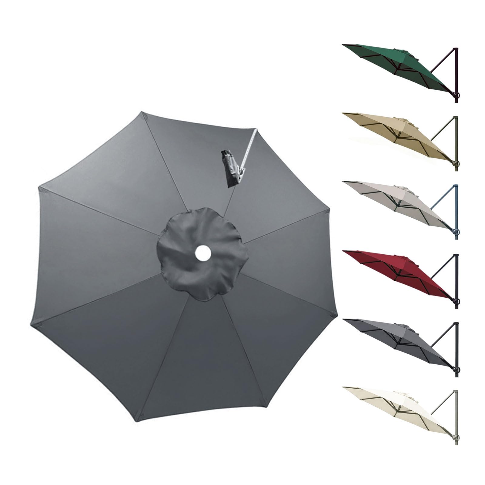 Housse de rechange pour parasol déporté rond 3.5 m 8 Baleines | Toile polyester, Octogonal, protection UV, avec Velcro, Pour Terrasse jardin extérieur