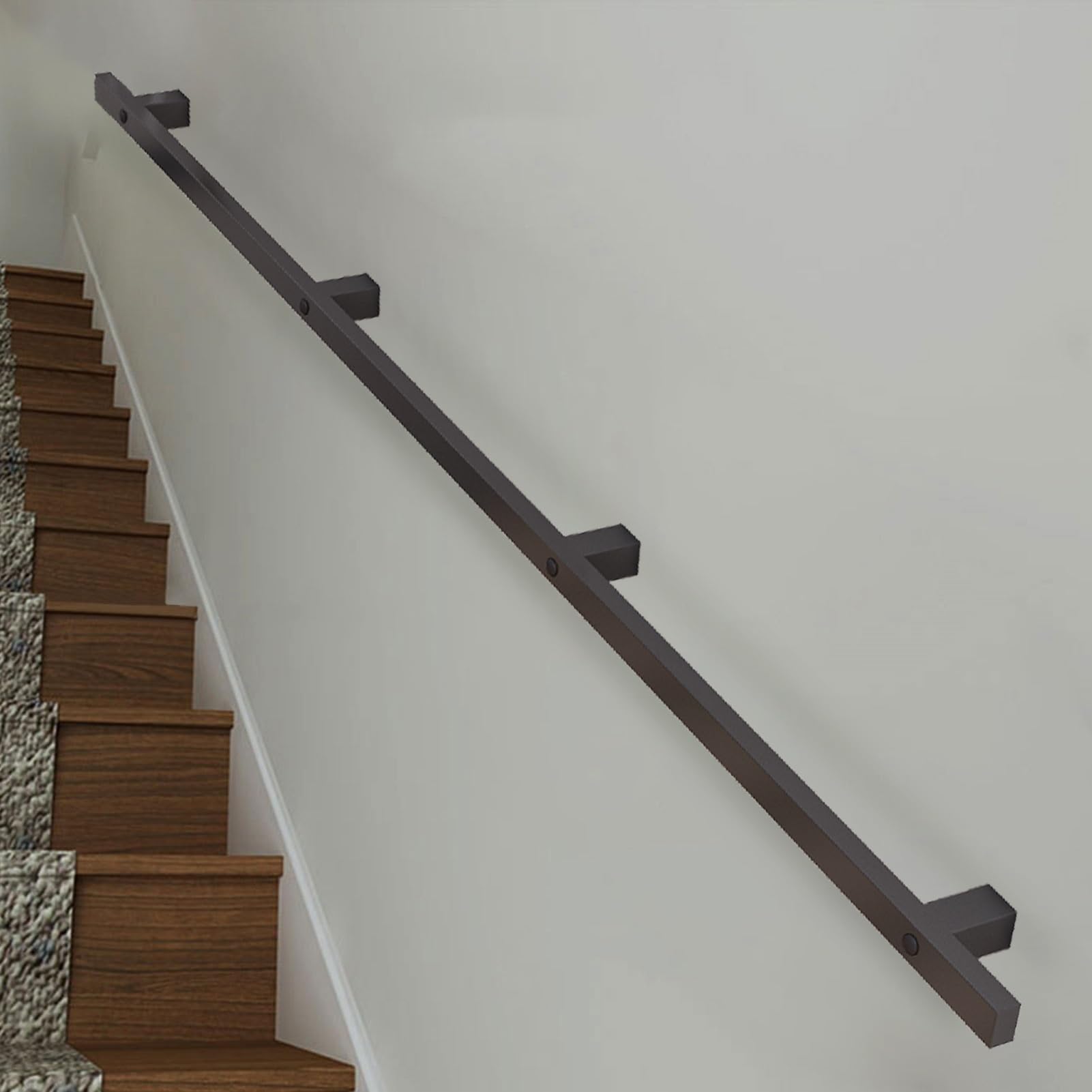FKXSXAZ Modern Handrails for Indoor Stairs Railings Pipe Hand Rails Foot Rail Support, Wall Mount Staircases Banister Kit with Wrought iron Brackets Non-Slip Grab Bar(1ft/30cm)