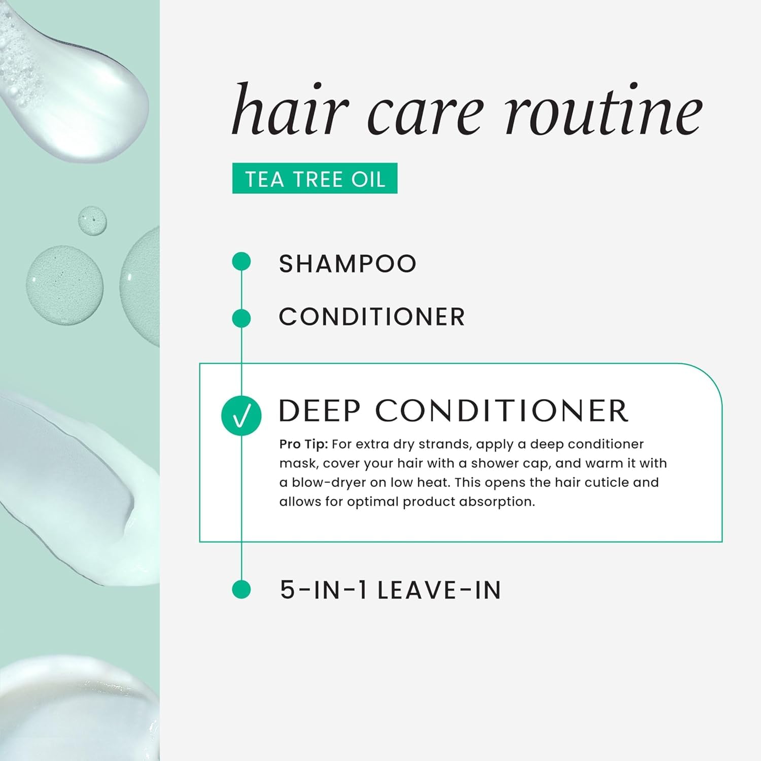 HASK Invigorating TEA TREE OIL 5-in-1 Leave In Conditioner Duo (6oz-Qty 2) & Deep Conditioner Packette, Aluminum-Free, Sulfate-Free, Paraben-Free, Color Safe, for All Hair Types - Image 7