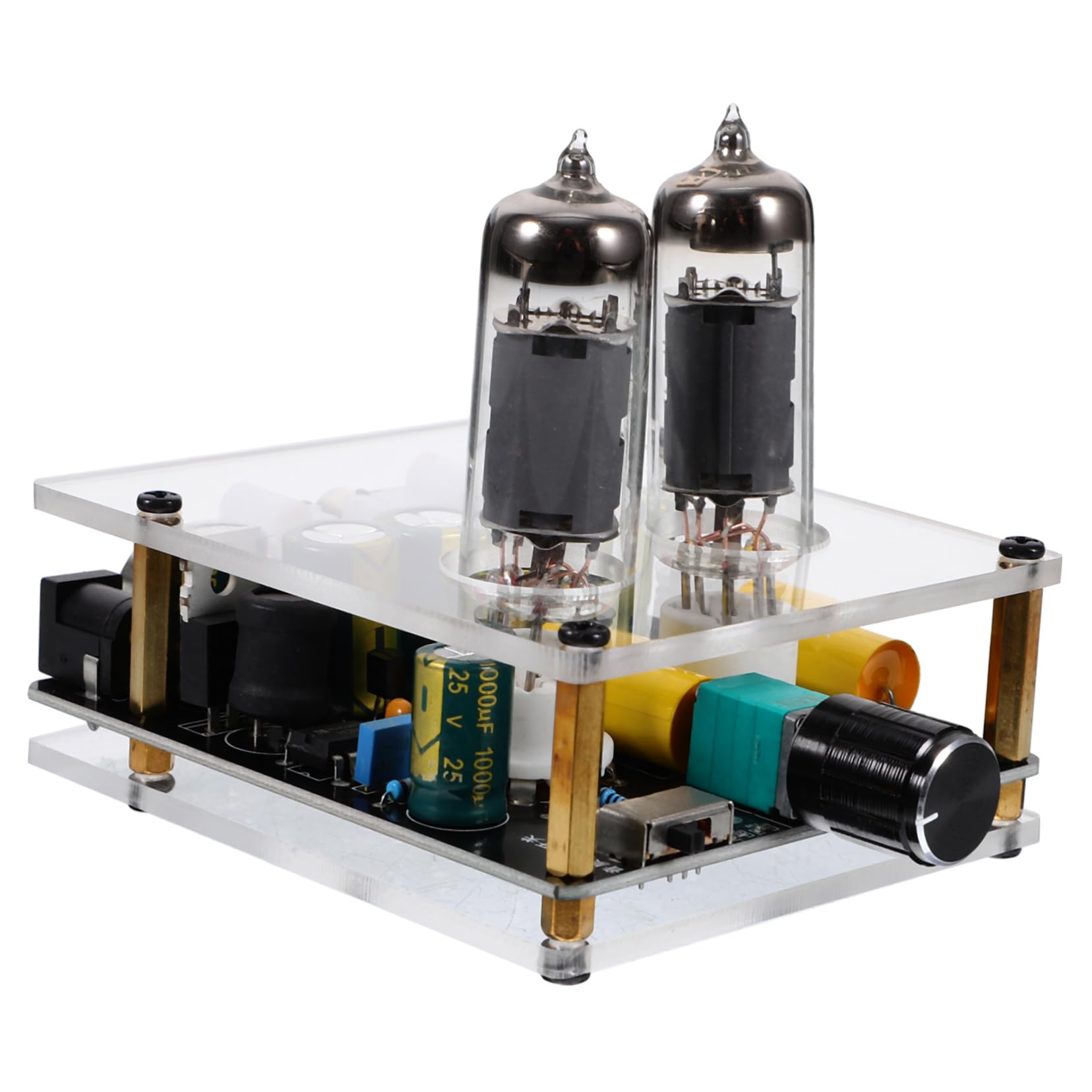 Preamplificatore Valvolare Phono Portatile Funzione Preamplificatore in Vetro e Abs per Sistemi Home Theater Fai-da-te e Arredamento Moderno