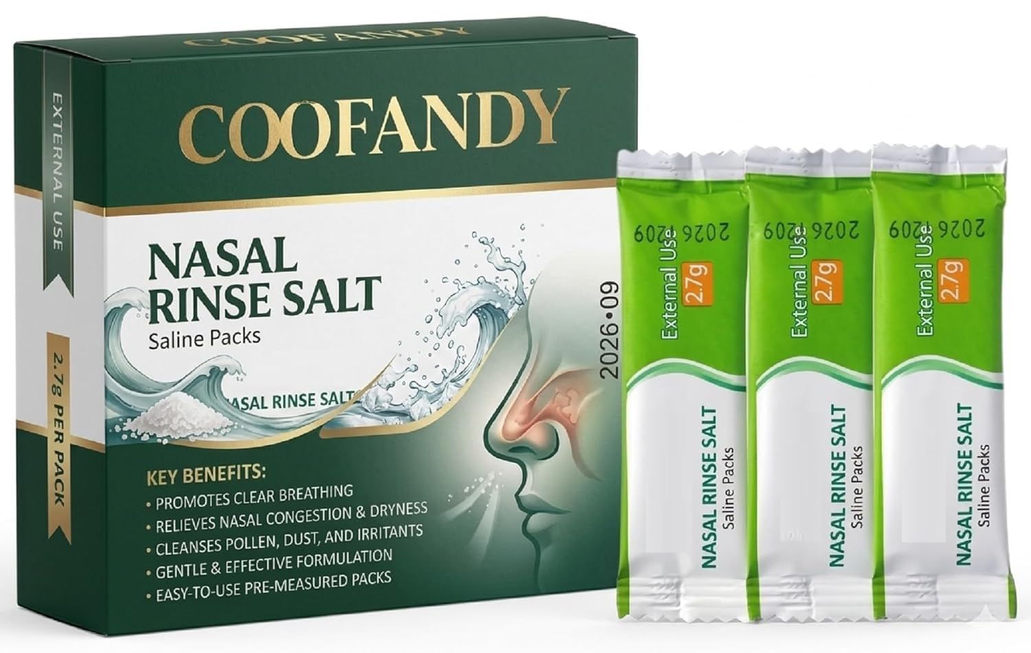 COOFANDY Neti Pot Salt Packets | Individually Wrapped Saline for Nasal Rinse & Sinus Care |Sinus Relief & Clear Breathing |Helps Relieve Sinus, Allergy & Nasal Congestion |Medical Grade Saline Powder-image-15