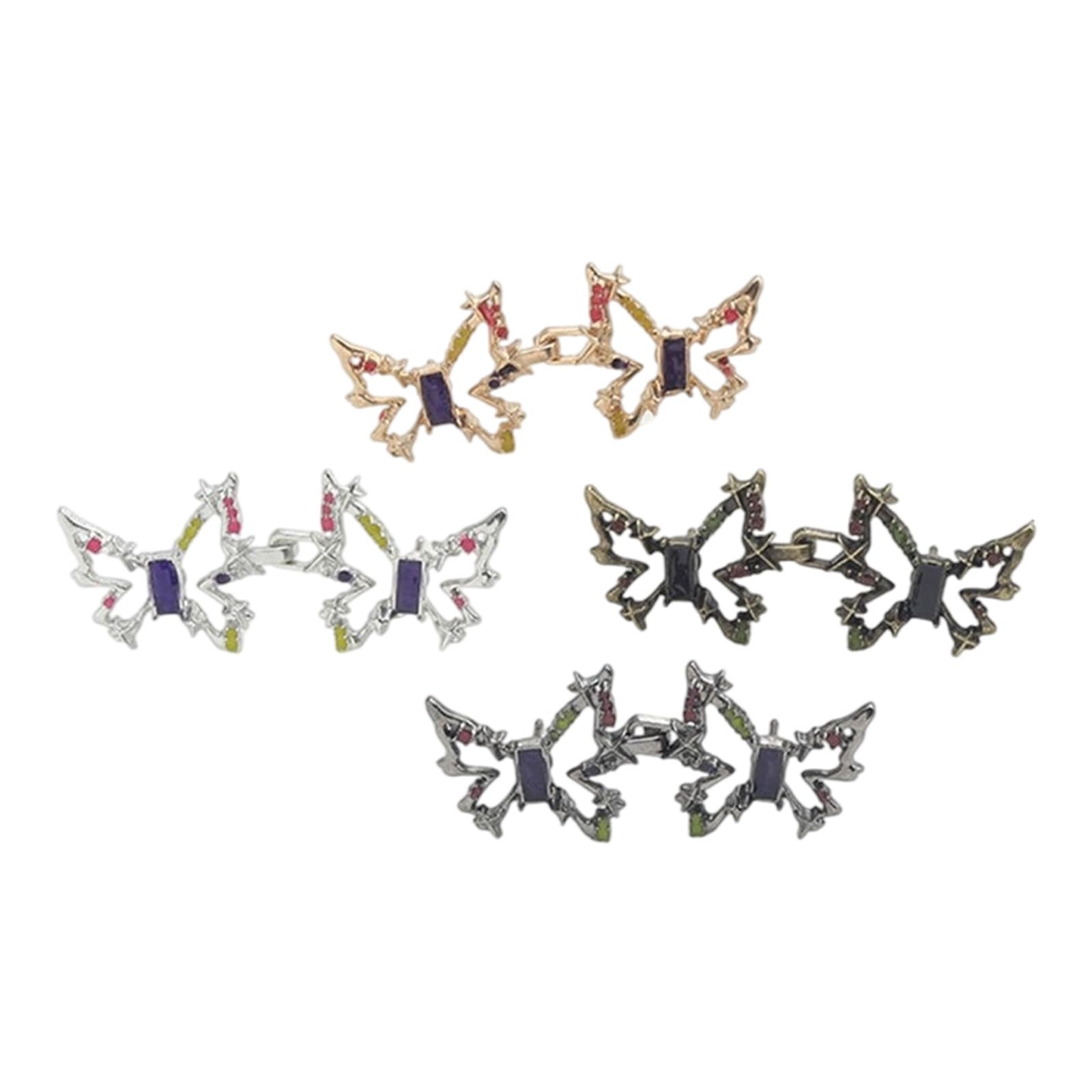 Kalttoy 4 Pairs Jeans Button Pins Butterfly Jeans Waist Buckles Not Sewing Required Trousers Waist Tightener for Dresses