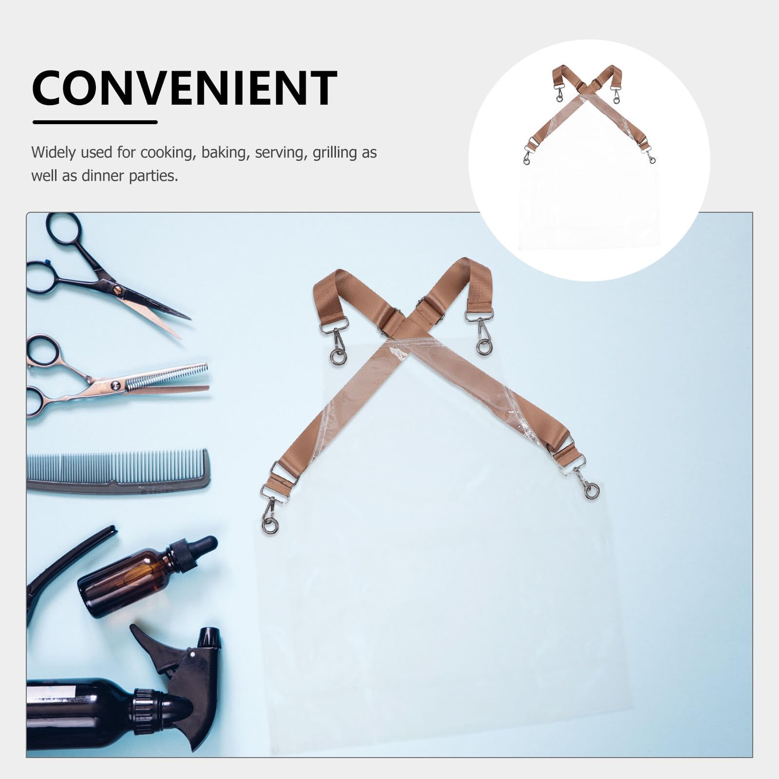 Delantal Transparente Unisex Ajustable para Peluqueros Corto de Tpu Cómodo y Ligero para Salón de Belleza y Cocina Interior