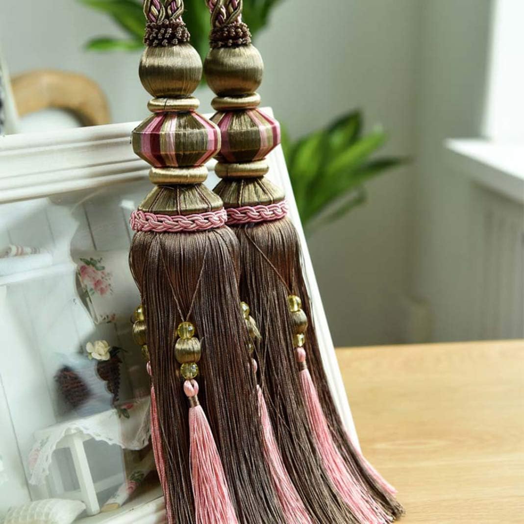 Curtain Ties for Drapes，Curtain tiebacks，Luxury European Braided Hanging Balls Elegant Curtain Tassel Tiebacks Beads Window Drapery Holdback for Living Room Decor (Color : Plum, Size : OneSize)