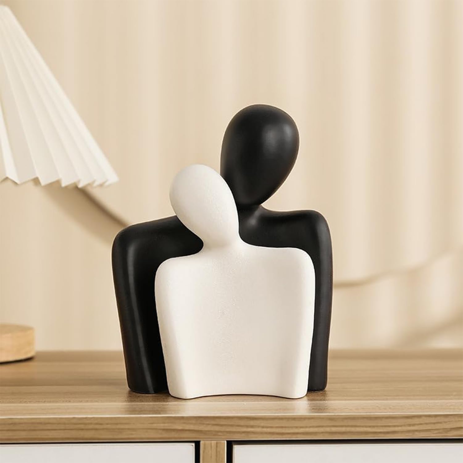 Hugging Couple Sculpture - Romantic Ceramic Figurine -14