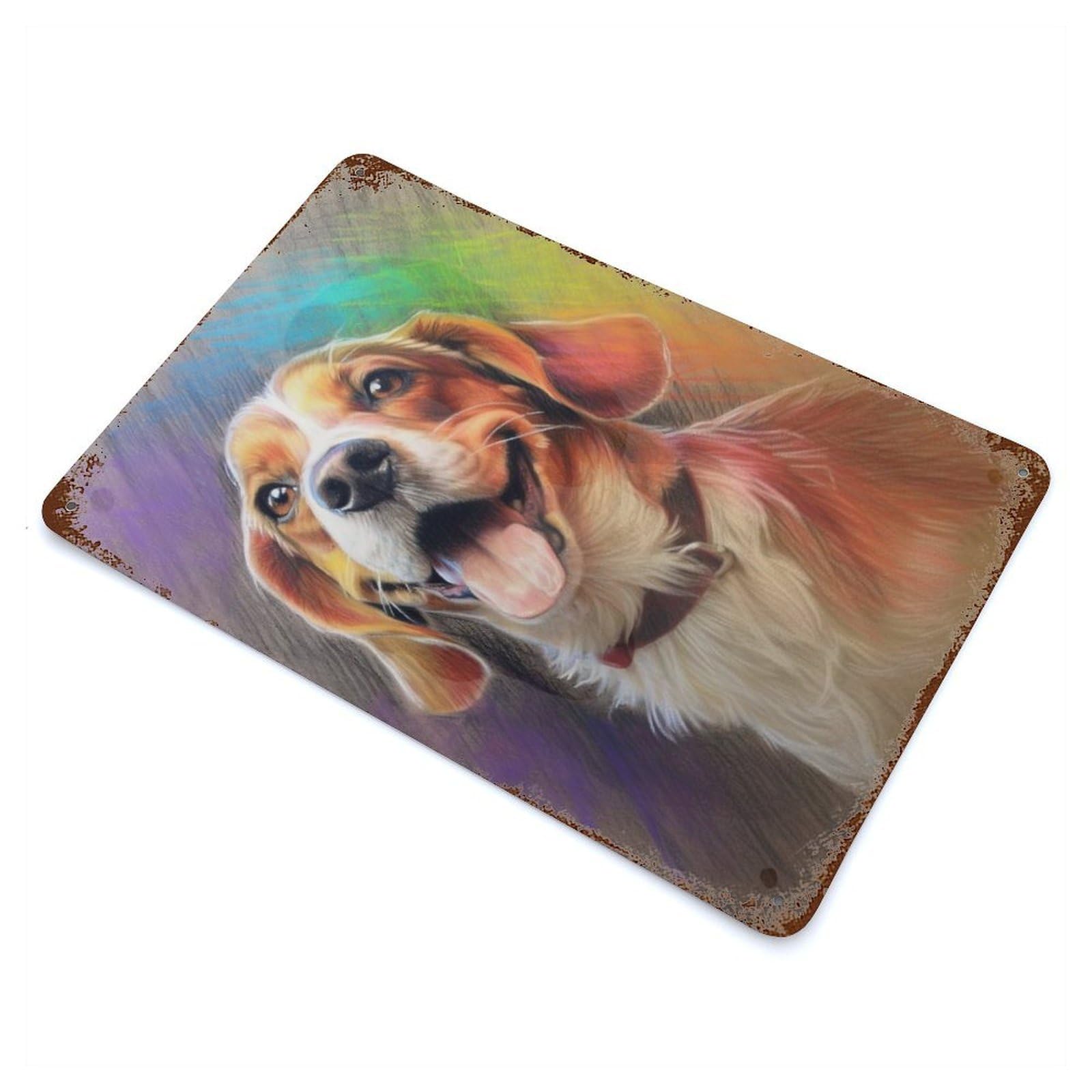 Beagle Sketch Vintage Rust Metal Sign 11.8"x7.9", for Basement, Hobby Room And Garage Decor, Farmhouse Wall Decor