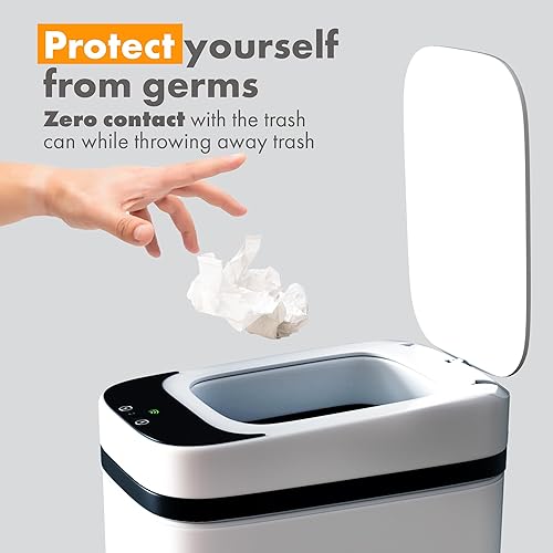 Miniatura 5 de Loasil-H - Bote de basura inteligente automático con sensor de movimiento, 3 galones, tapa antideslizante para baño, dormitorio, oficina y cocina