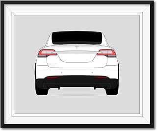 Tesla Model X (2015-2020) (Rear) Tesla Motors Inspired Poster Print Wall Art Decor Handmade (Unframed)
