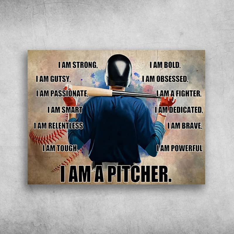Baseball Player Baseball Pitcher I Am Strong I Am Gutsy I Am Passionate I Am Smart I Am