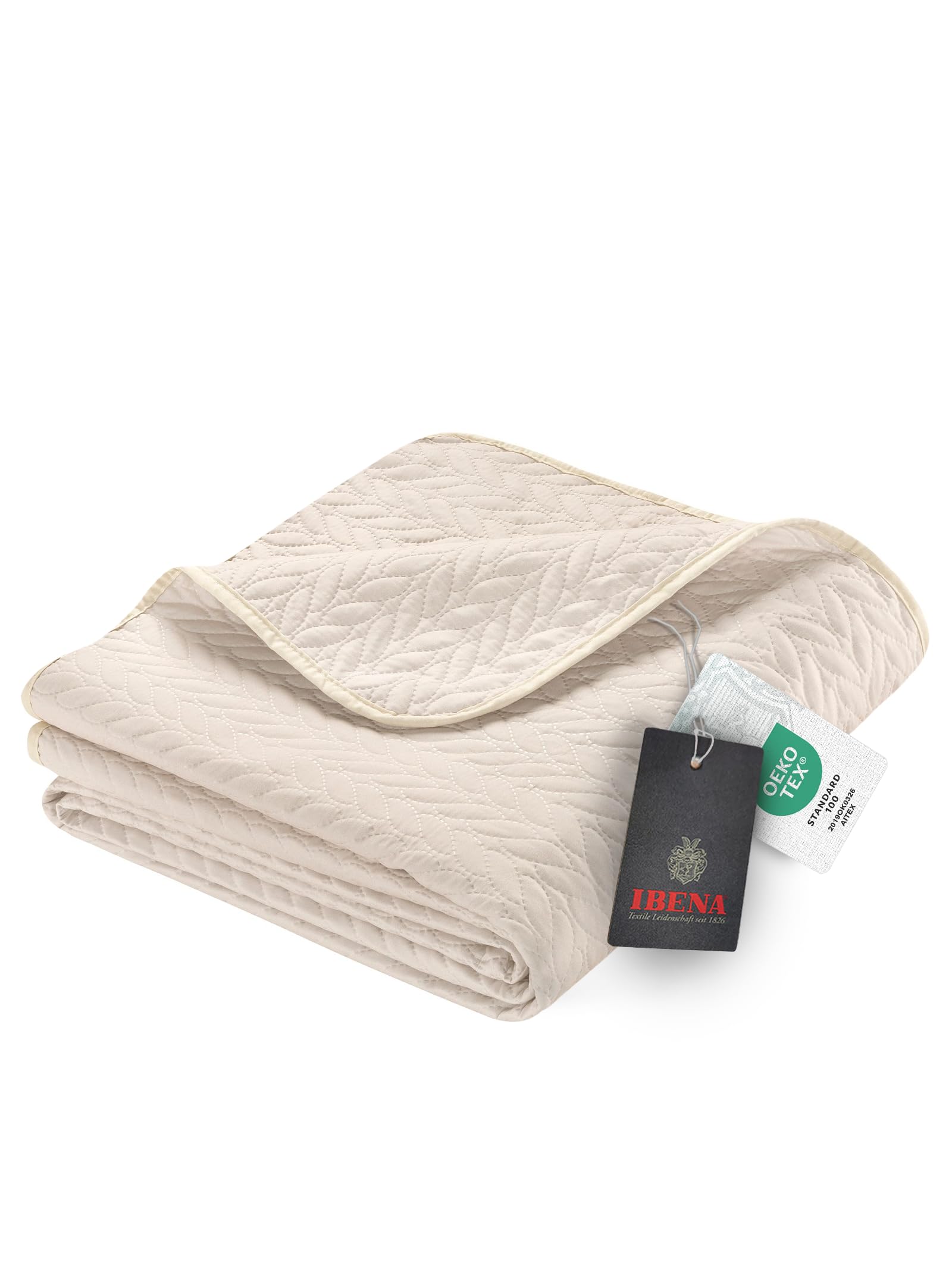 Ibena Nancy Tagesdecke 220x250 cm Tagesdecke Bettüberwurf beige leichte Decke mit Zopfmuster