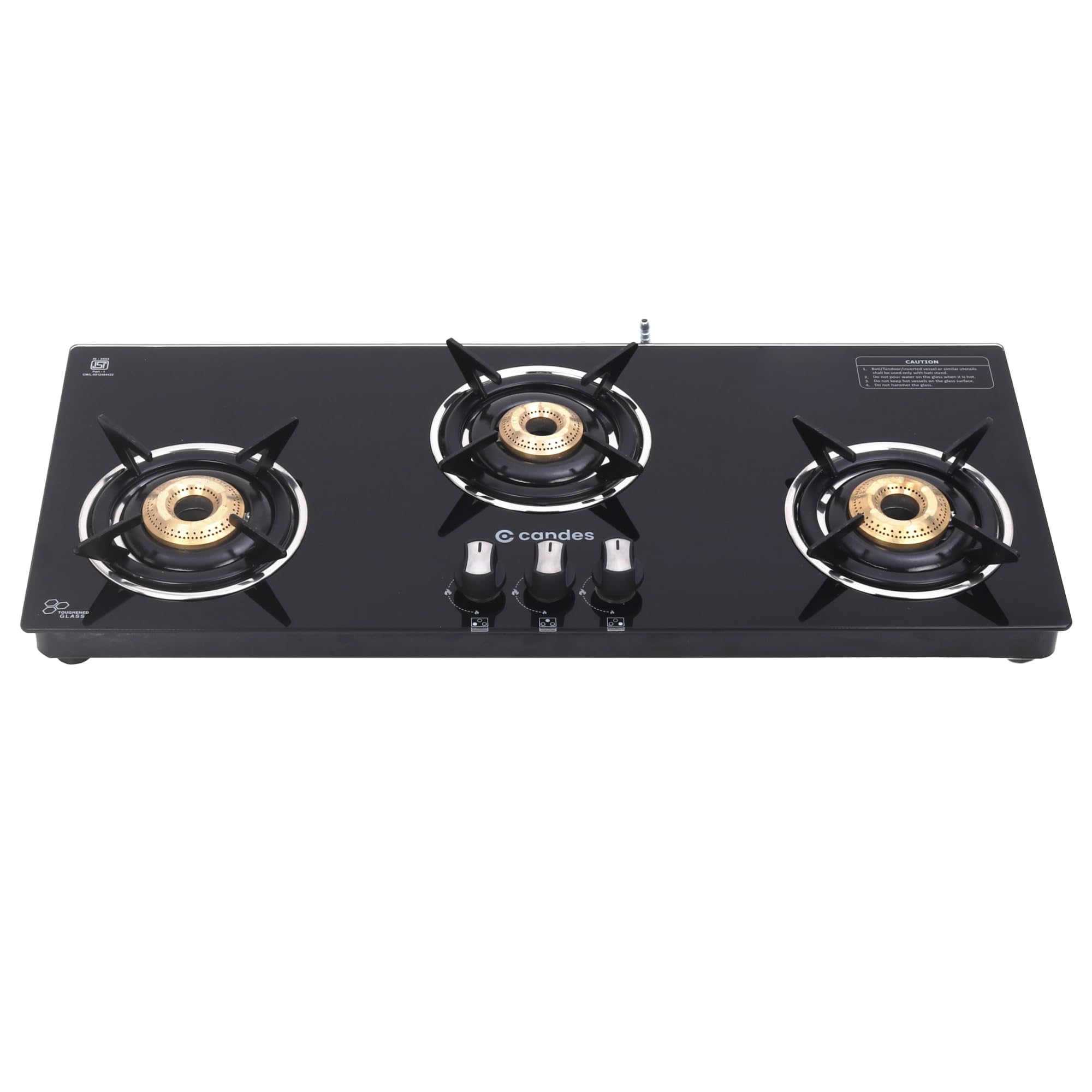 Candes Gas Stove 3 Burners Hobtop Manual Ignition | 3 Burner Gas Stove with Premium Brass Plated Burners | 6mm Toughened Glass Gas Chulha 3 Burner | LPG Compatible | ISI Certified | 1 Yr Warranty (B0CWH3MMQD) Amazon Price History, Amazon Price Tracker