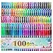 100 Color Glitter Gel Pen Set, 30% More Ink Neon Glitter Coloring Pens Art Marker for Adult Coloring Books Bullet Journaling Crafting Doodling Drawing