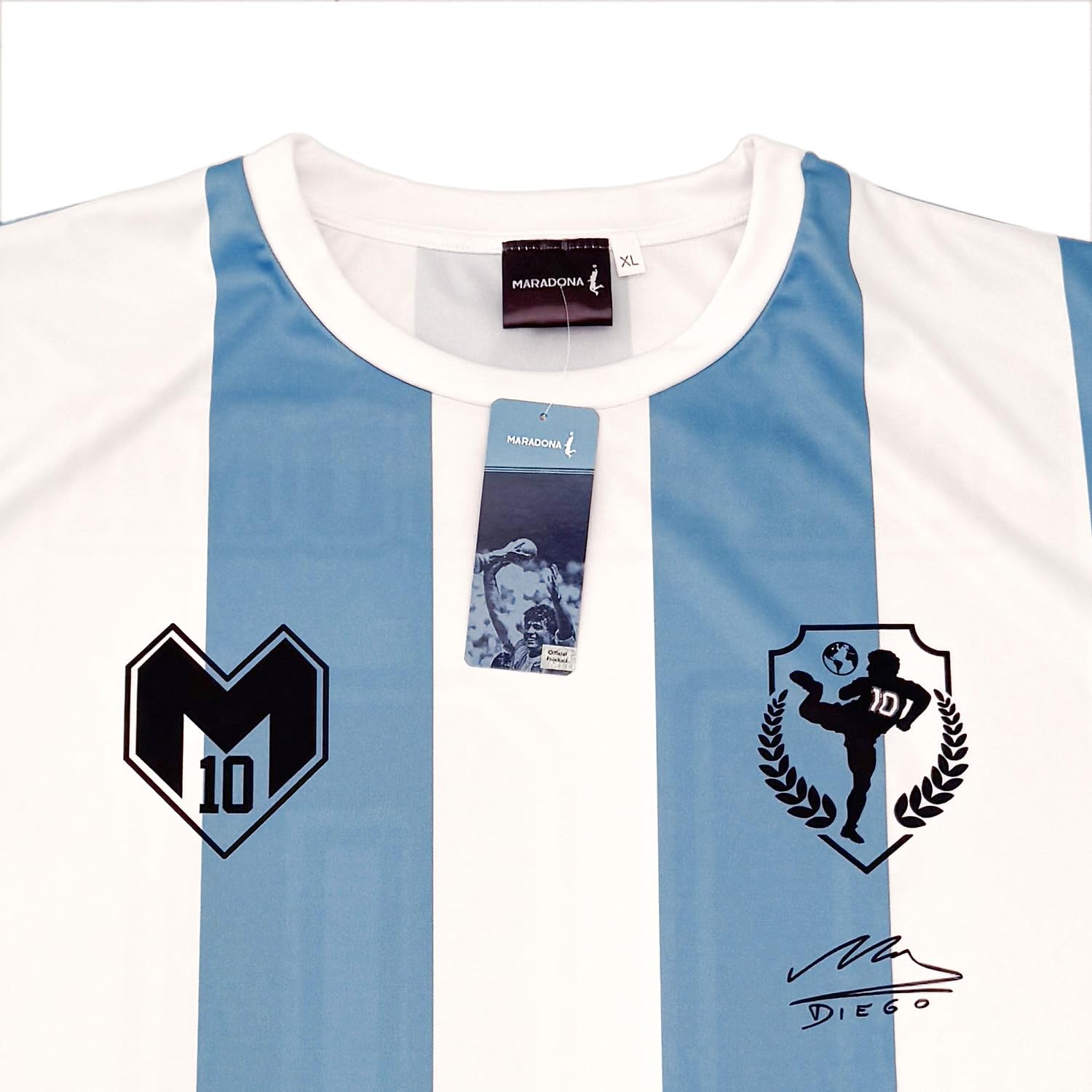 Maillot de foot Diego Armando Maradona. Réplique officielle T-shirt de football Argentine pour garçon et adulte.