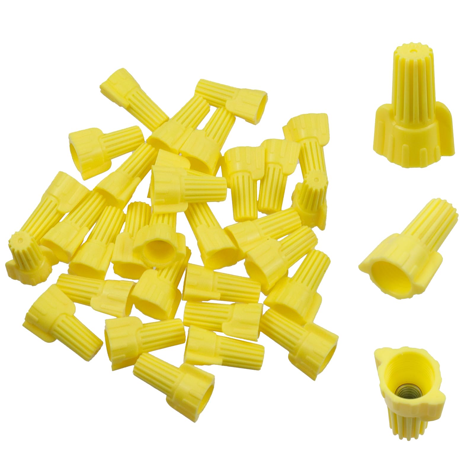 Mewutal 30 Pieces Winged Electrical Wire End Connectors Caps Yellow 18-10 AWG Wire Connector Nut P11 Twist Type Screw Terminals (Yellow, P11)