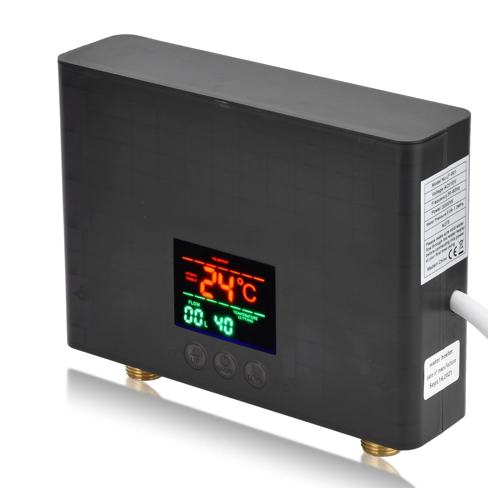 Calentador De Agua Eléctrico De 80 Litros - 2000W, Temperatura Ajustable 25-75°C, Incluye Ducha Y Válvula De Seguridad