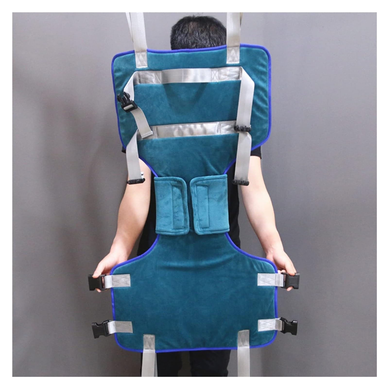 Patientenlift Sling für Toilettengang & Dusche | Umlagerungshilfe mit 6 verstellbaren Trägern, 500 lbs (227 kg) Traglast, offenem Rücken | Größe L | Ideal für die Pflege Zuhause