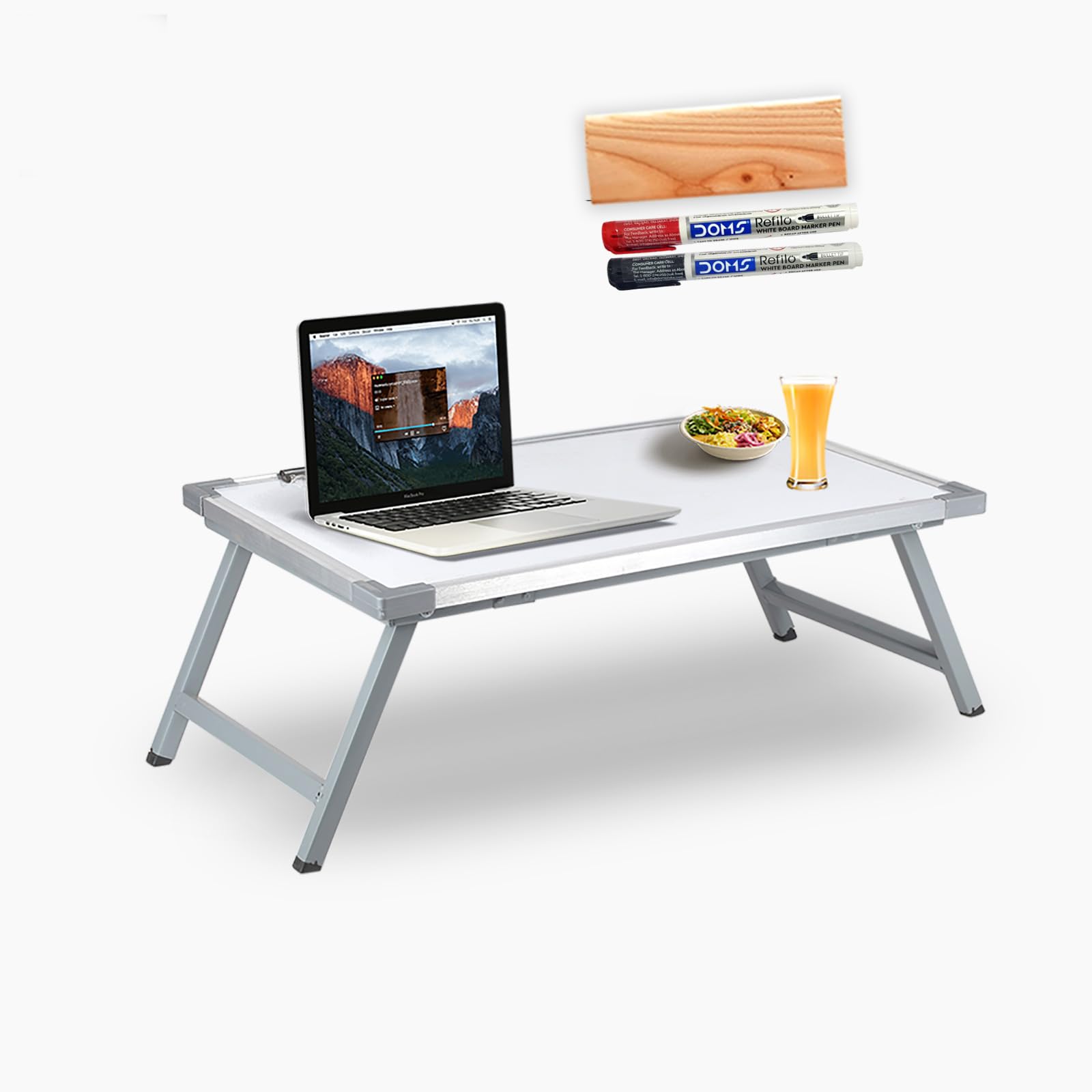 KYZEN Adjustable Multipurpose Table with White Writing Board Paper Holding Clip 2 Marker Pens 1 Duster, Ideal for Student Study Laptop and Computer Use_(39L x 59 W x 24L CM)_(Silver Border Plus) (B0CBGBB2KX) Amazon Price History, Amazon Price Tracker