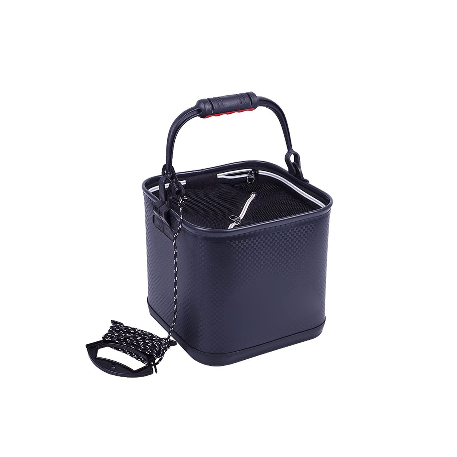 Barile di Viaggio Multifunzionale Pieghevole, Secchio da Pesca Secchio for Esche da Pesca Secchio Portatile Pieghevole con Corda Secchio da Pesca Ispessito(Schwarz)