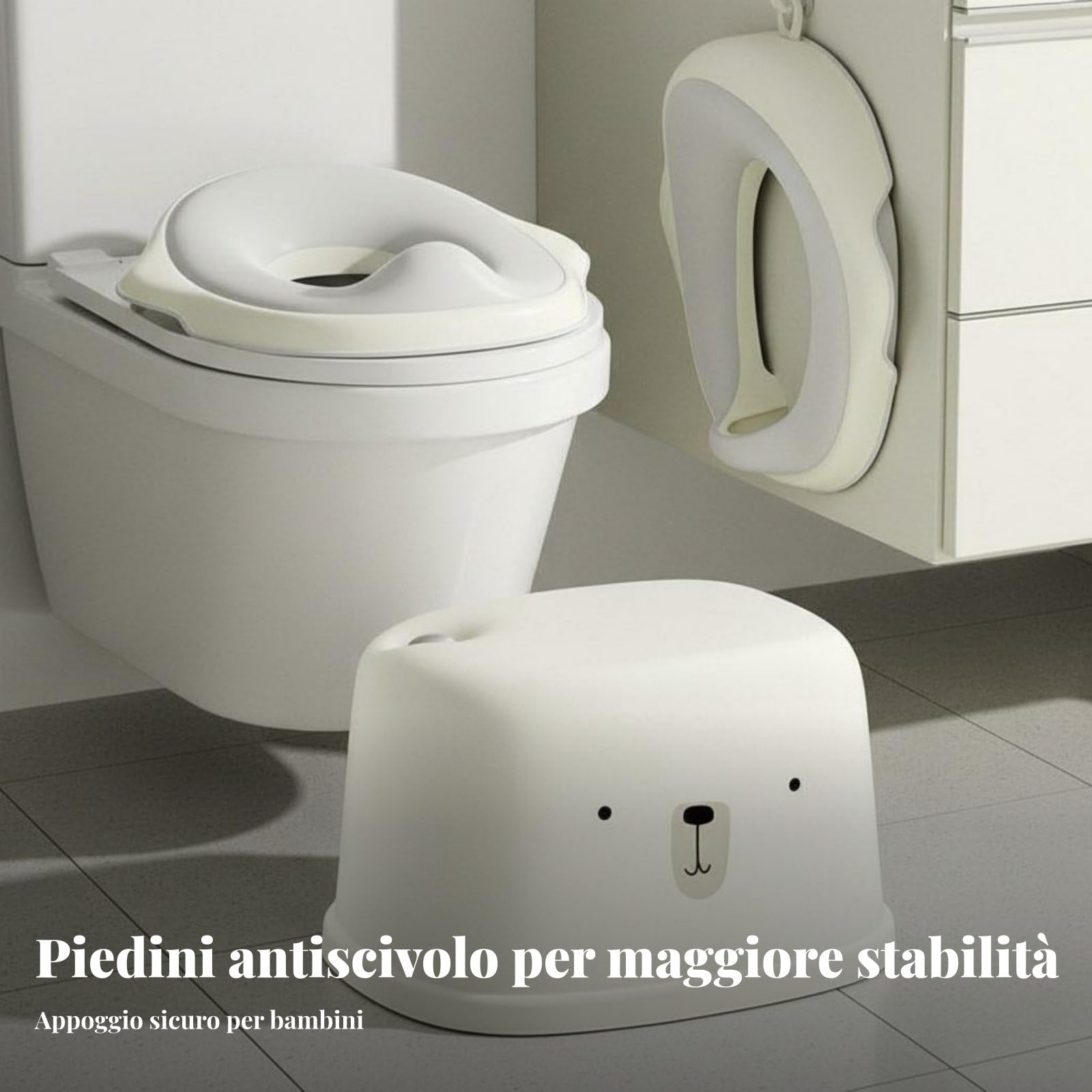 Qianly Sgabello Bagno Bambini Stabile e Sicuro Rialzo Antiscivolo Bambini Angoli Arrotondati Sgabello Contenitore Multiuso per Addestramento Al Vasino, Avanzato