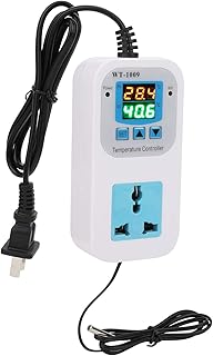 WT‑1009 Digital Temperature Controller 2-Stage Outlet Thermostat Heating and Cooling Mode Carboy Homebrew Fermenter Greenhouse Terrarium 110V-220V 10A 1500W(#2)