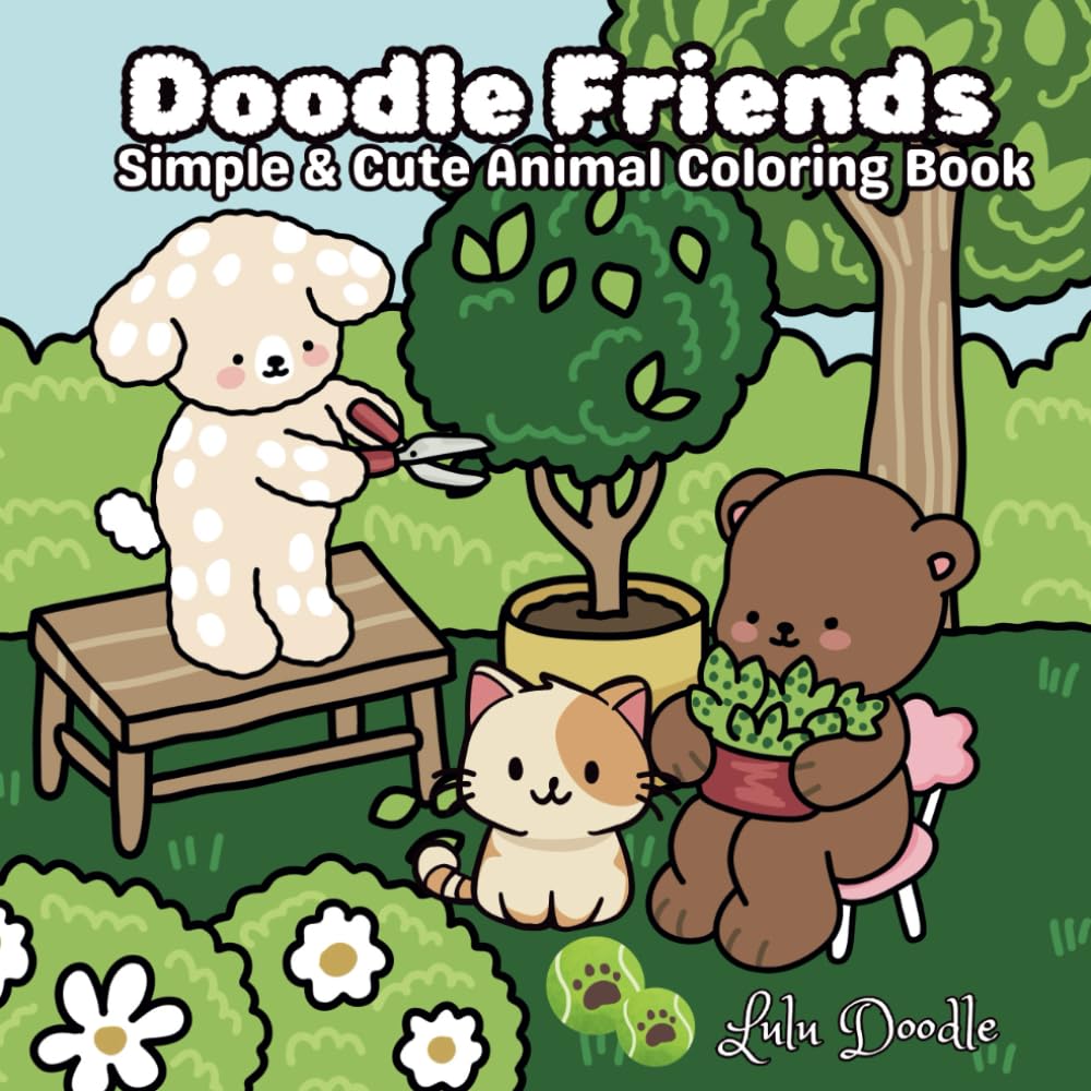 Doodle Friends: Simple & Cute Animal Coloring Book
