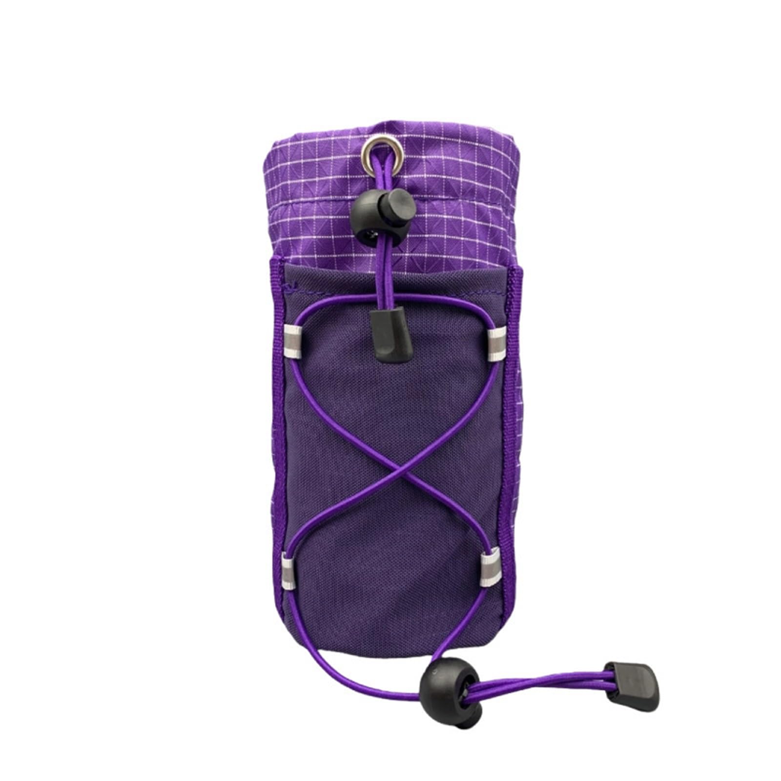 Molle Water Bottle Holder Drawstring Sports Water Bottles Pouch Bag Hydration Carrier for Travel Camping Hiking (Purple, 18.5cm*8.7cm)