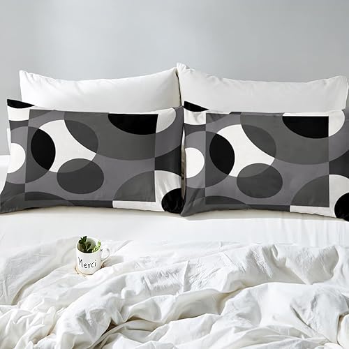 Miniatura 7 de Funda de edredón de geometría roja, funda de edredón circular, juego de ropa de cama de líneas abstractas con remolinos y rayas, juego de ropa de