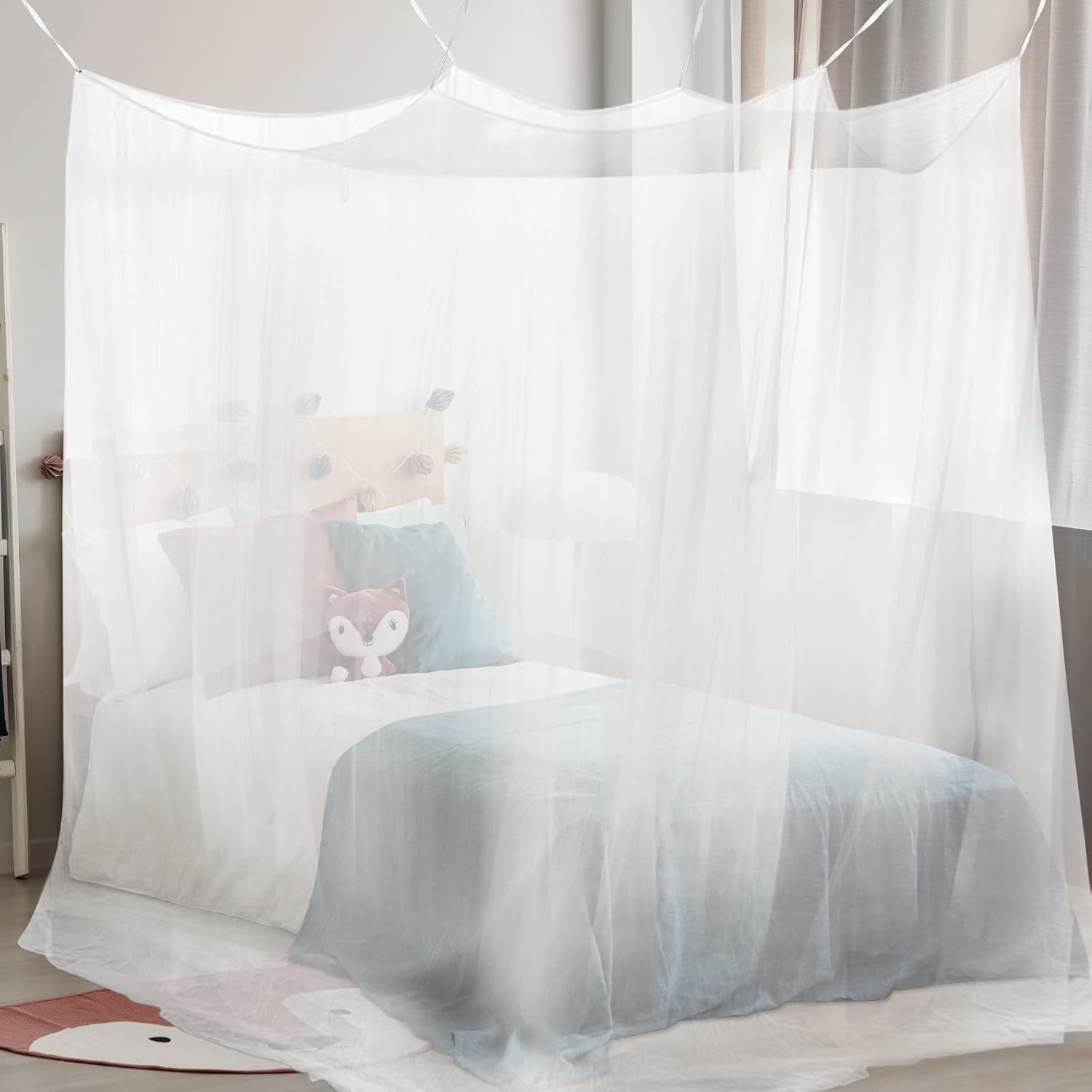 Zanzariera Letto, Zanzariera Baldacchino Pieghevole, Leggero e Traspirante Grande Zanzariera, Letto Quadrata Zanzariera, zanzariera letto singolo, facile e veloce da installare100x200x200cm
