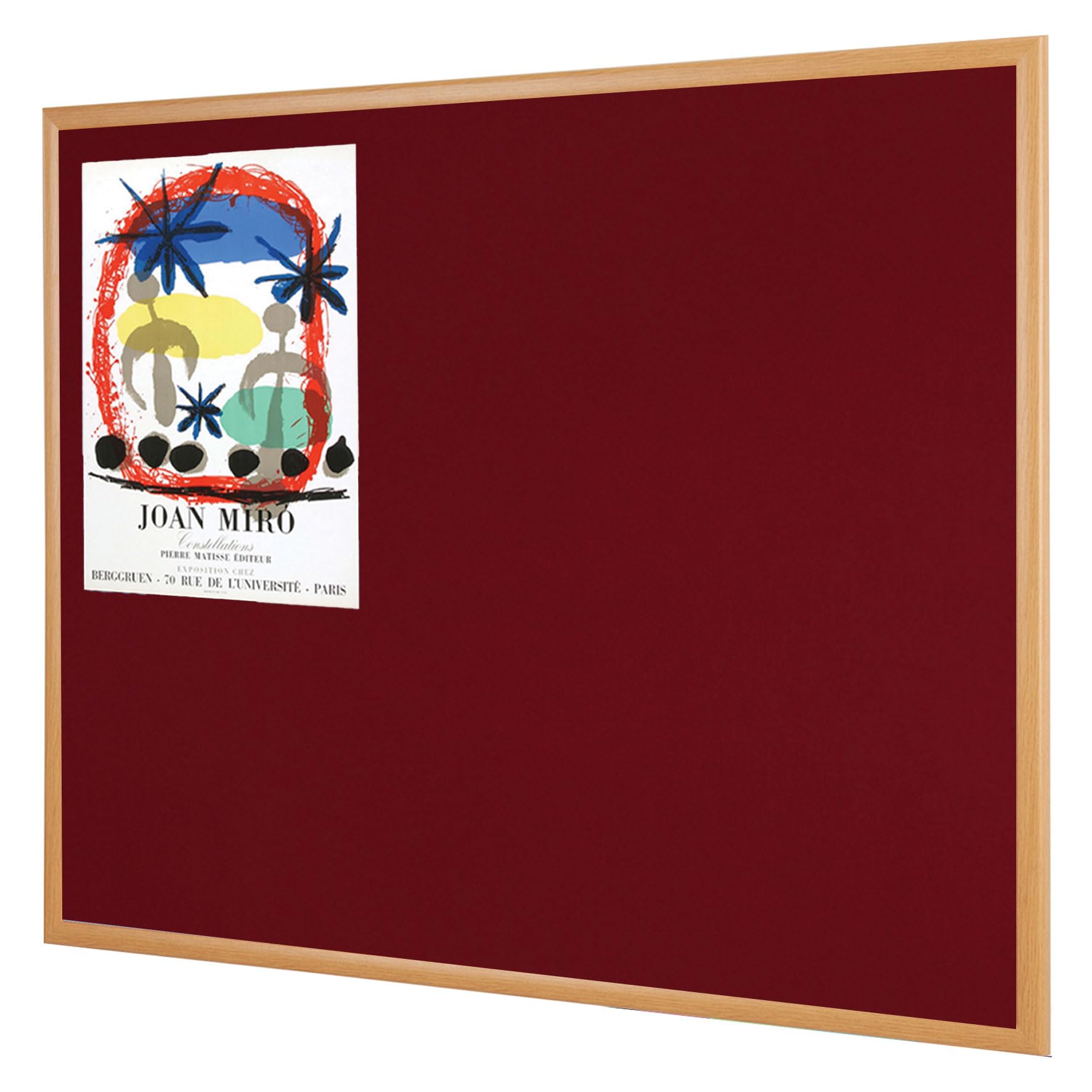 Eco-Friendly Noticeboard 60x90cm| Made from Recycled Materials | Light Oak Effect Frame, Burgundy infill| Recycles After use - for Schools, Healthcare, Hubs & venues โ image 1