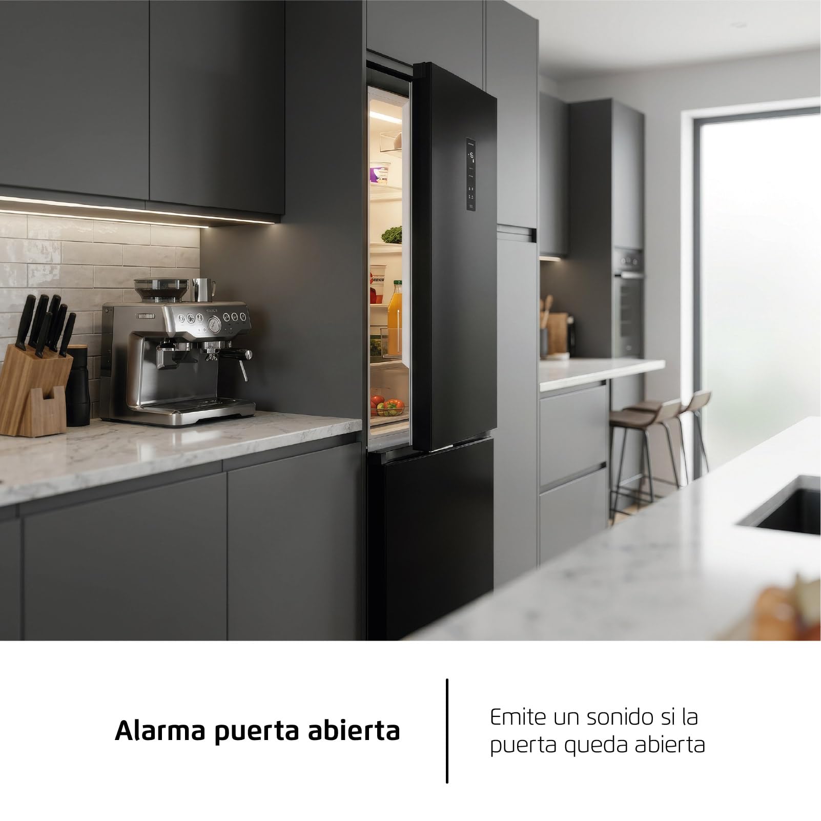 Corberó - Frigorífico Combi | CCH185406NFN | No Frost | 400 L | 186,5 cm | No Frost | Función Eco | Función Vacaciones | Display en la puerta | Negro — view 13