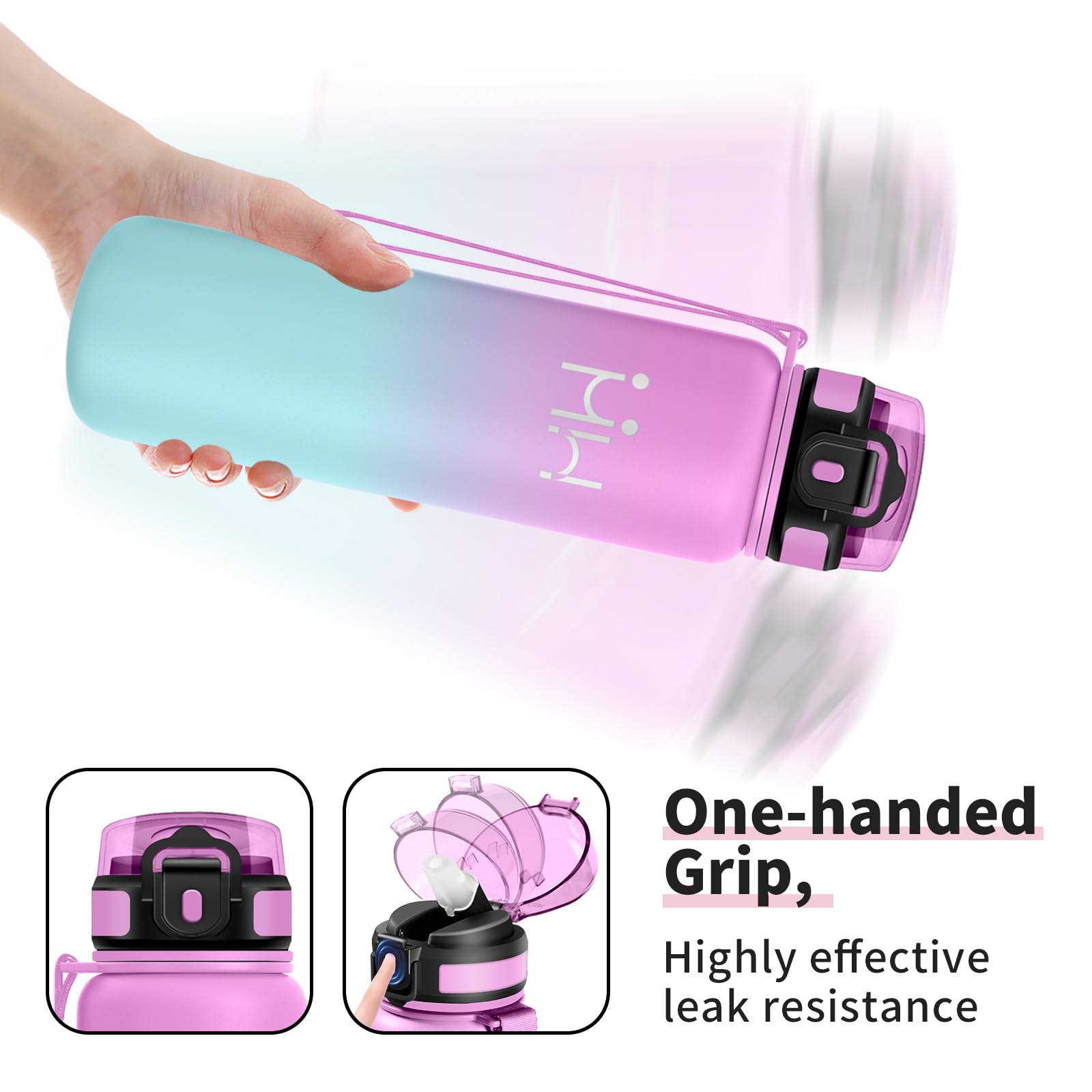 Gourde Inox 1LSport, Bouteille Isotherme avec Paille, Double Paroi Isolante, Réutilisable, sans BPA et Anti-Fuite, Bouteille D'eau pour Fitness, Camping, Bureau - 5