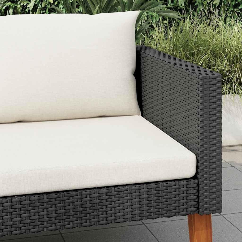 Divano da Giardino Singolo con Cuscini in Polyrattan Nero, Poltrona Relax in Rattan PE con Telaio Acciaio Verniciato a Polvere, Lounge Esterno con Seduta Profonda Imbottita, Balcone e Giardino