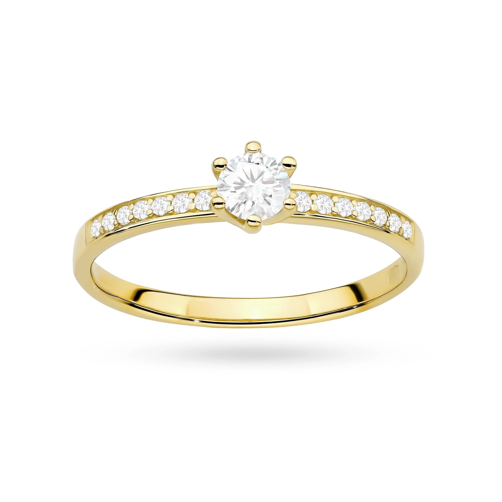 MARKO Labor-Diamantring Damen Gold 585 – Verlobungsring mit Haupt- und Seitendiamanten – Echtgold Schmuck