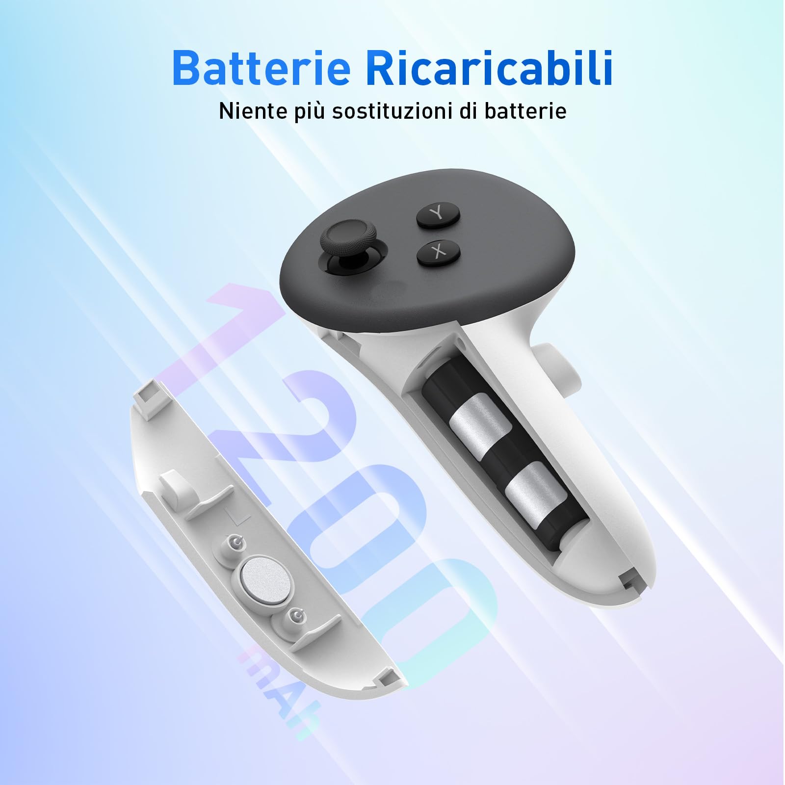 PRISMXR Base di Ricarica Compatibile con Meta Quest 3S Accessori, Stazione di Ricarica Veloce con 2 Batterie Ricaricabili per Controller (Senza Caricatore e Passthrough) - Carina D1S Lite