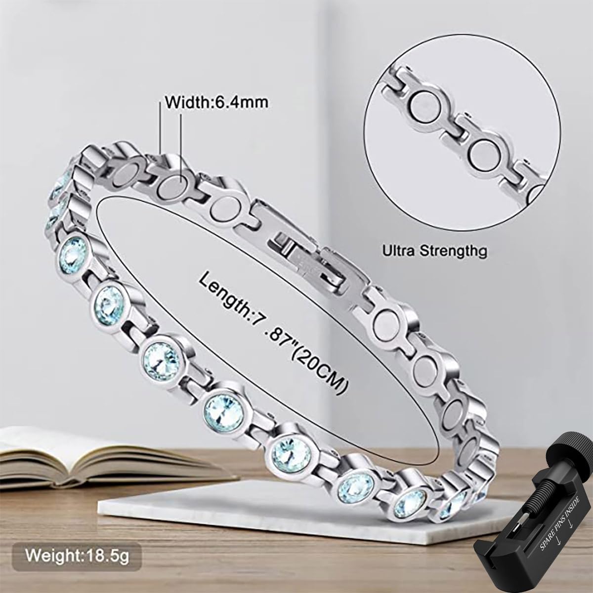 Pulsera de cobre para mujer, 99,99 % cobre puro