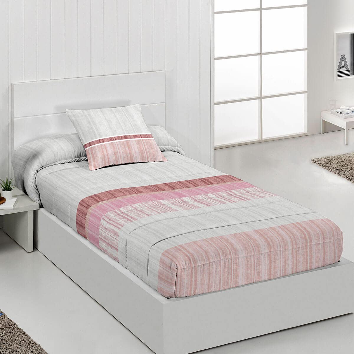 Lanovenanube Edredón Ajustable Bombay - Cama 105 cm - Color Rosa
