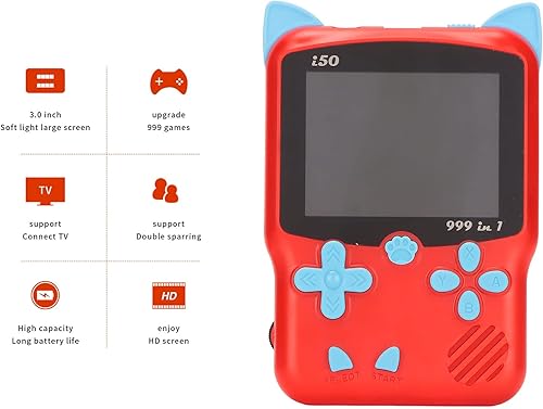 Miniatura 3 de Consola de juegos portátil retro de 1020 mAh, mini consola de videojuegos con 999 juegos clásicos, compatible con conexión de TV y juegos de 2