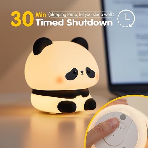 Miniatura 6 de VTIGER Luz nocturna de panda, lámpara LED blanda linda, luz nocturna para niños, luz de panda de silicona, luz nocturna regulable para dormitorio de