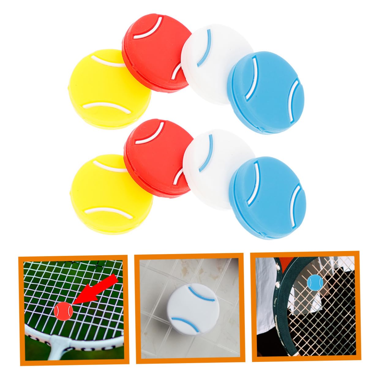 BESPORTBLE 8Pcs Tennis Racket Dampener Silicone for Improved Control and Comfort Vibrant Colors Easy to Use Tennis Accessories