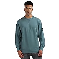 Calvin Klein Uomo Felpa Badge Crew Neck Cotone, Turchese (North Atlantic)