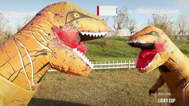 Disfraz inflable de dinosaurio T-Rex para niños miniatura 7