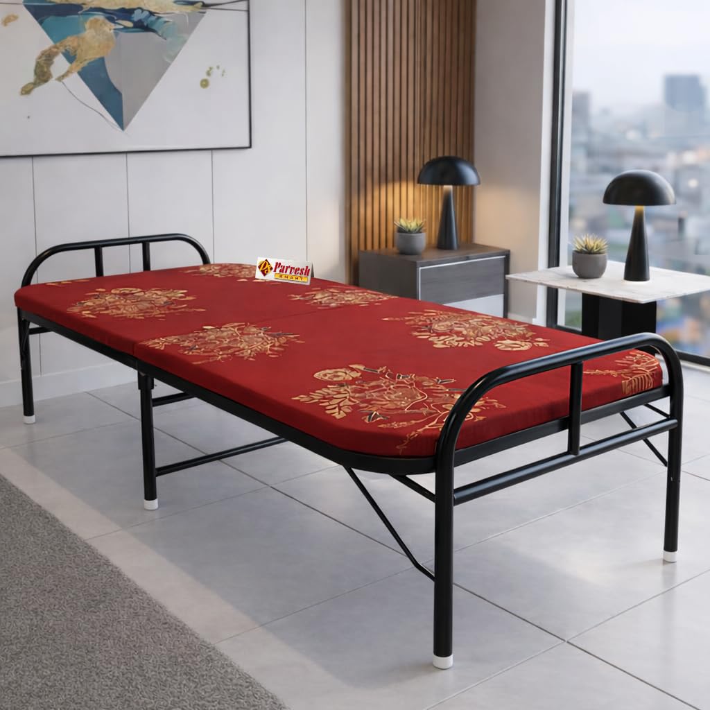 PS PARVESH SMART Cotton 2 Inch Mattress Folding Bed for Adults for Home and Hostel Size (Red, 3ft x 6ft)-image-48
