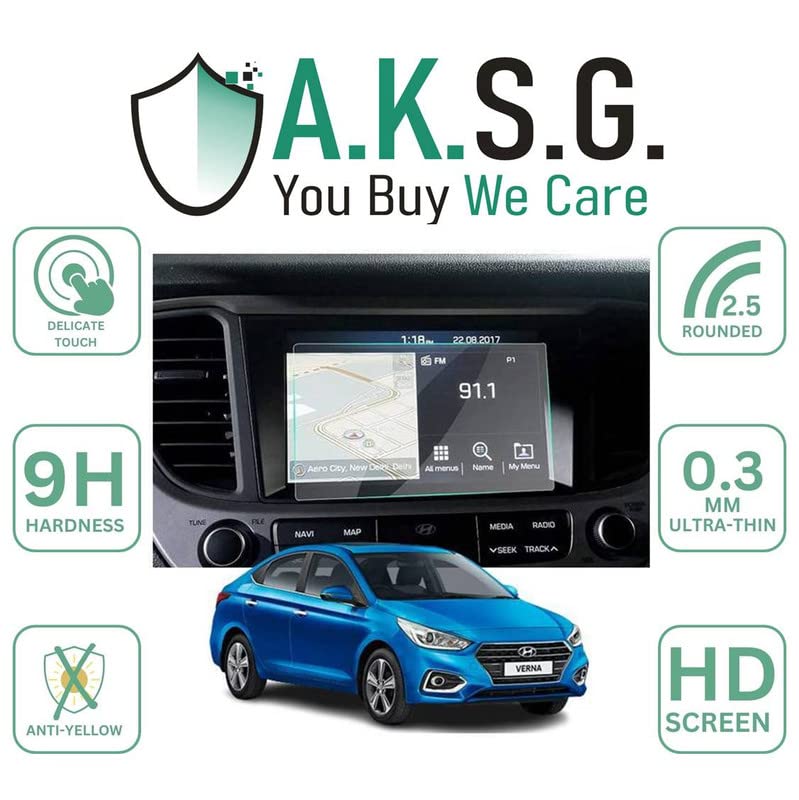 Image of A.K.S.G. Screen Guard Compatible With Hyundai Verna Old 07 Inch [2017-2020] Touch Screen Infotainment Screen Protector (Company Fitted) Not a Tempered Glass [Transparent]