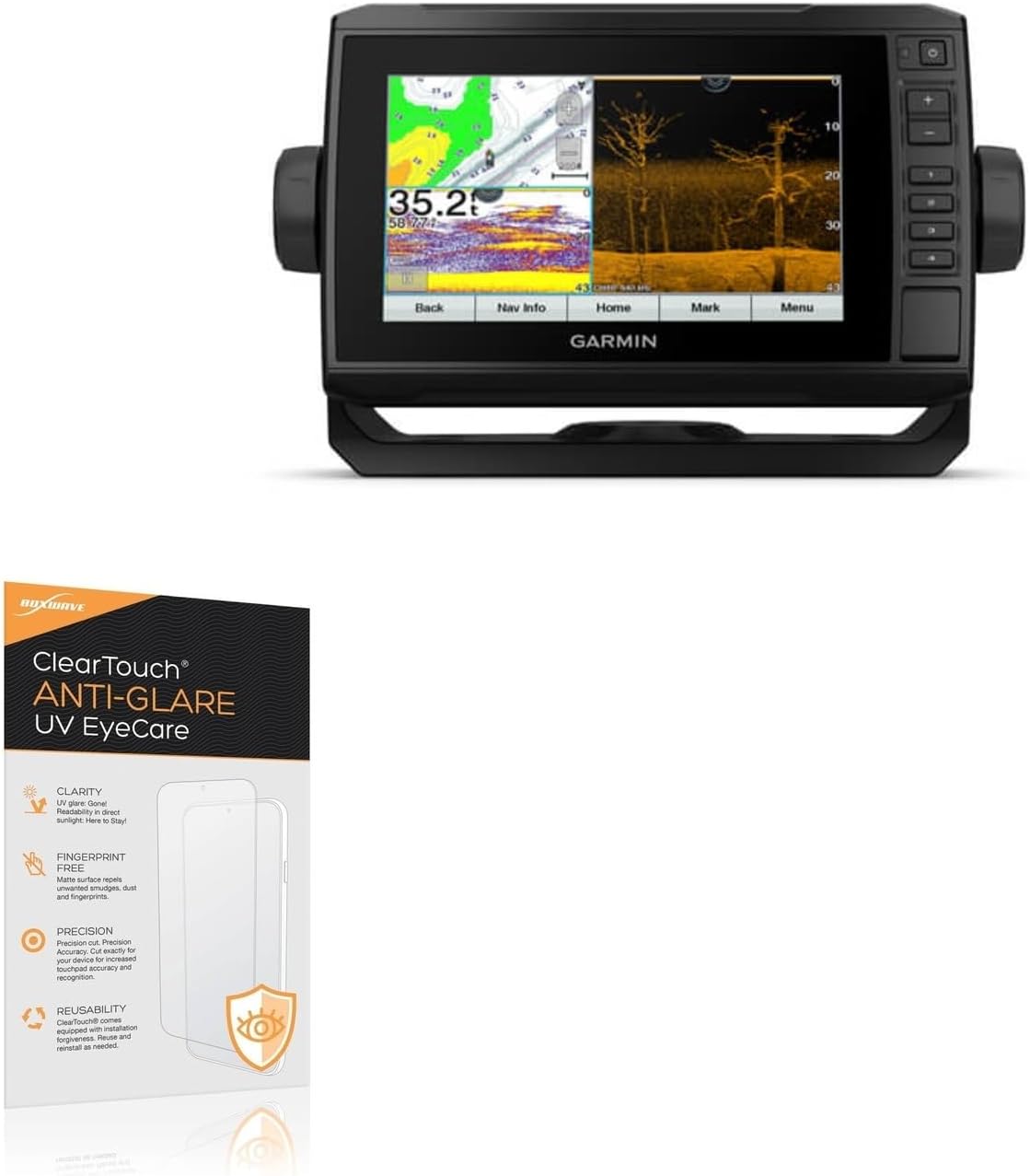 BoxWave Screen Protector Compatible With Garmin echoMAP UHD 73cv - ClearTouch Anti-Glare Anti-UV EyeCare (2-Pack), Filters out Harmful Blue Light Reduce Fatigue